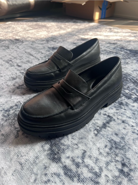 Quince Shoes - Quince Black Platform Penny Loafers Women Size 9